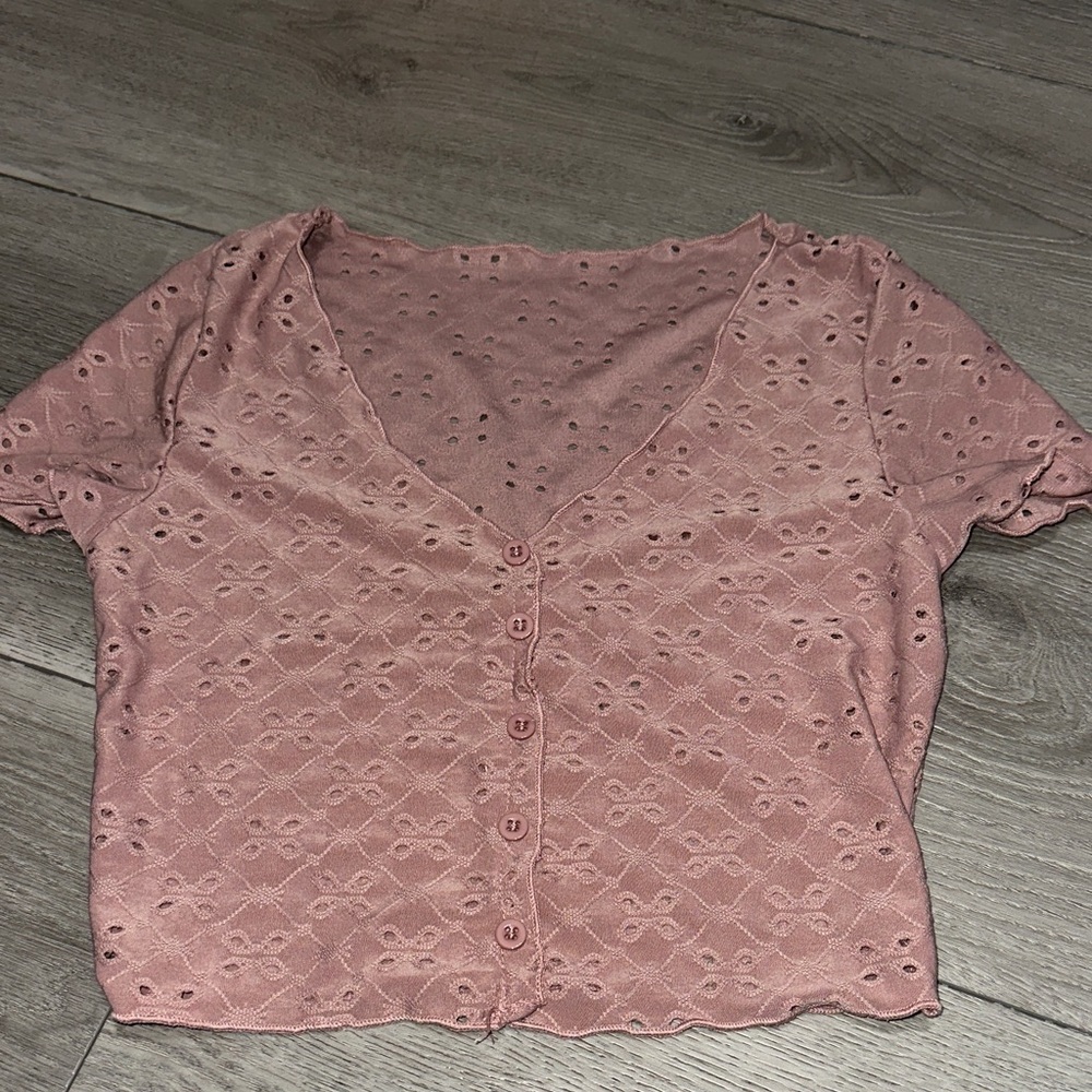 Pink Eyelet Button-Up  Top size XS